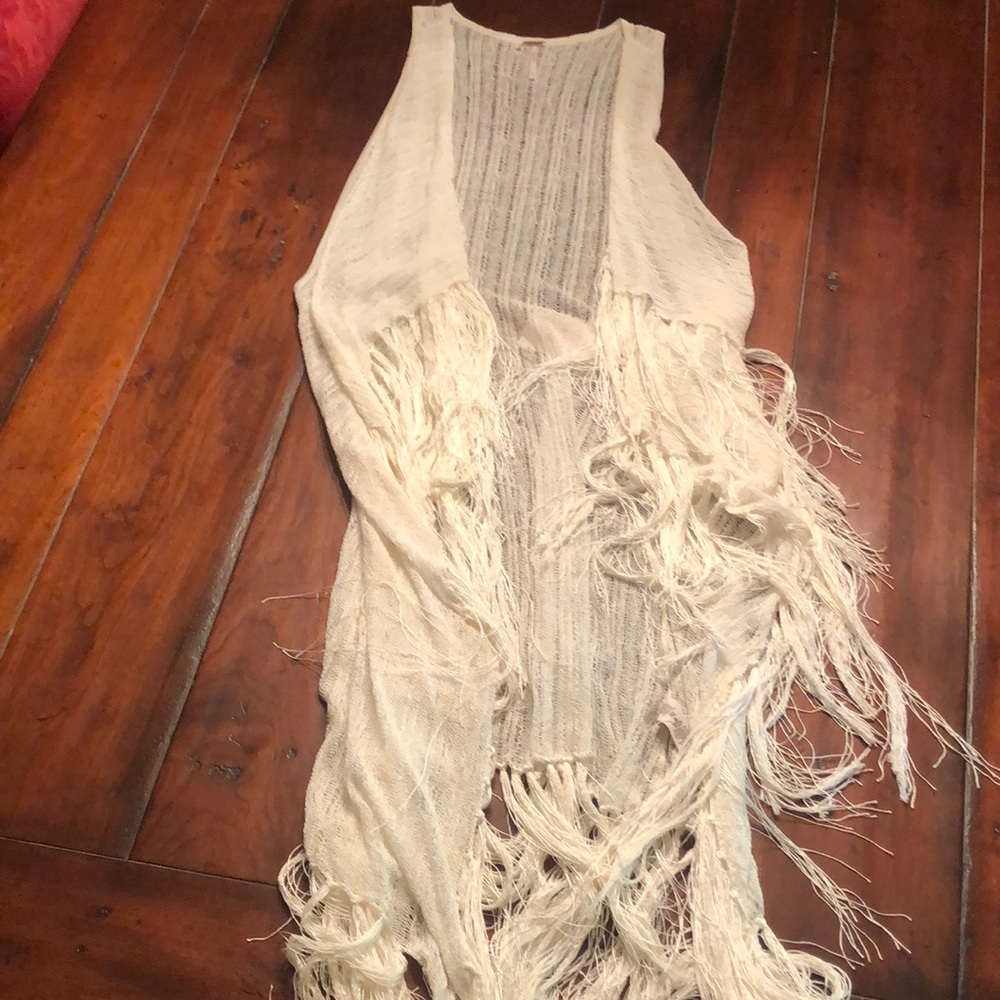 Free People Long Fringy Vest NWT  Size Large